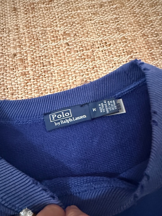 Polo Ralph Lauren Blue "Surf Team" Crewneck Sweater Distressed Medium - Picture 4 of 9